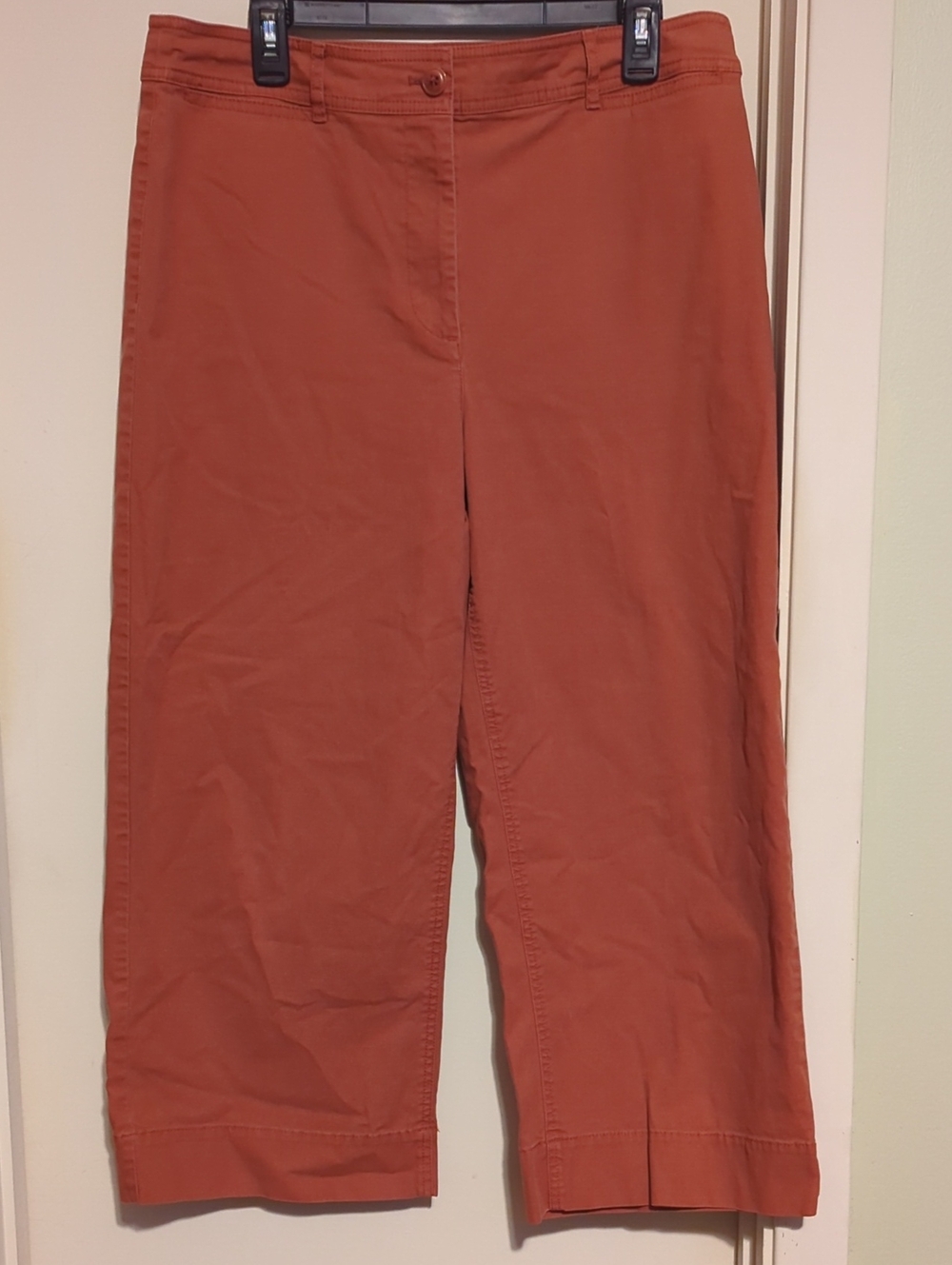 Talbots Wide-Leg Crop Chino Pants — Rust Orange